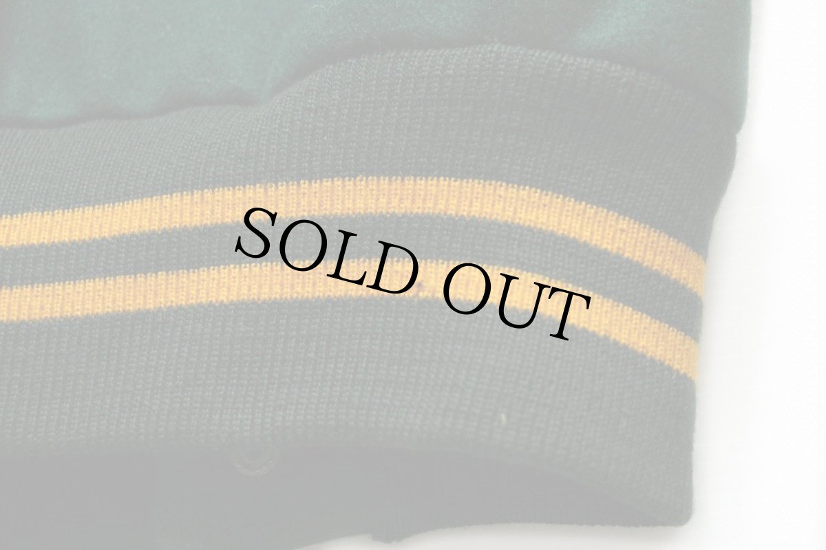 画像7: 50s Whiting メルトン ウール 袖革スタジャン 緑×アイボリー 40 (7)