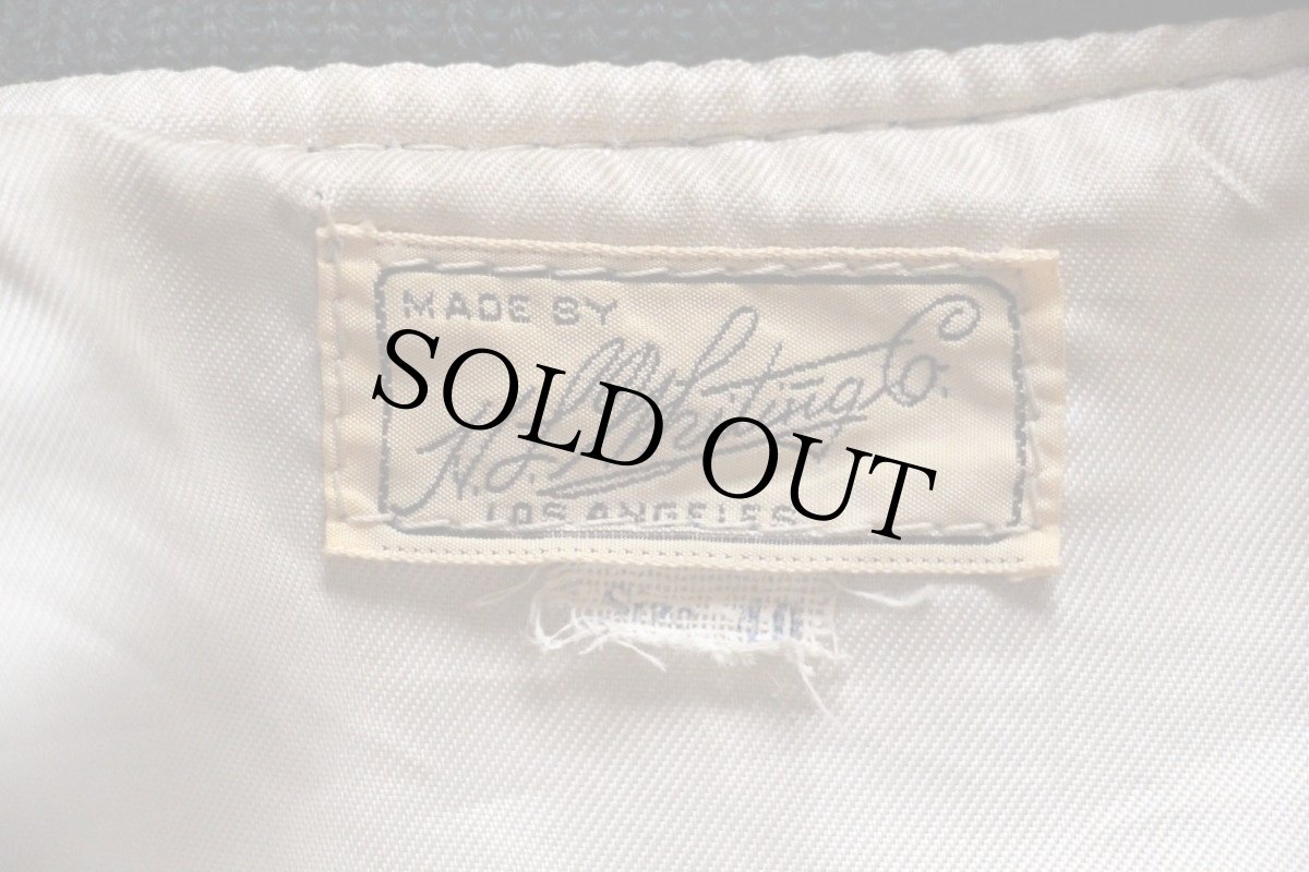 画像4: 50s Whiting メルトン ウール 袖革スタジャン 緑×アイボリー 40 (4)