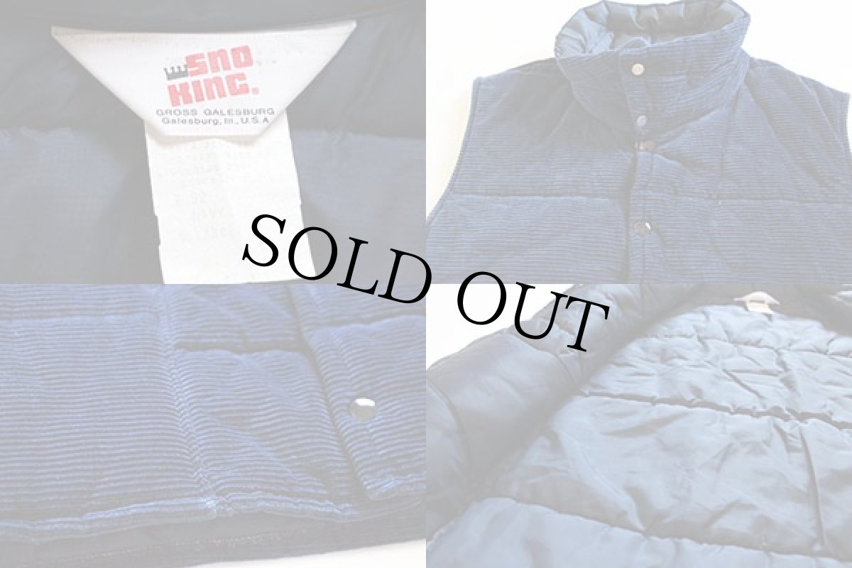 画像3: 80s USA製 Sno King コーデュロイ 中綿ベスト 紺 L (3)