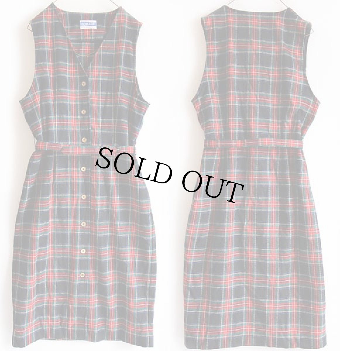 画像2: 90s USA製 PENDLETONペンドルトン タータンチェック ノースリーブ ウール ワンピース 8 (2)