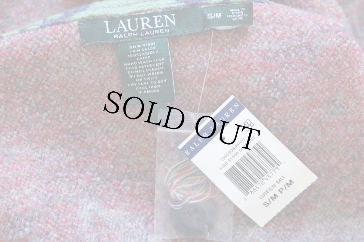 画像4: 未使用★LAUREN ラルフローレン ネイティブ柄 ウール ブランケット ポンチョ S/M (4)