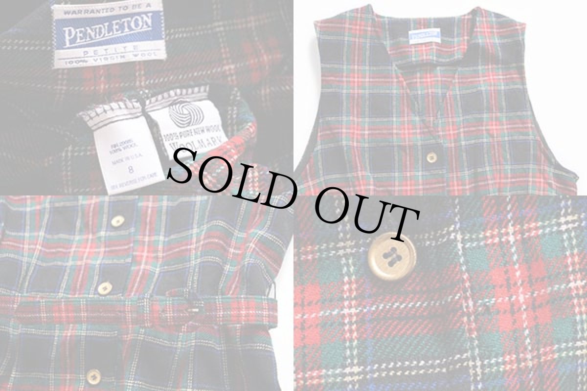 画像3: 90s USA製 PENDLETONペンドルトン タータンチェック ノースリーブ ウール ワンピース 8 (3)