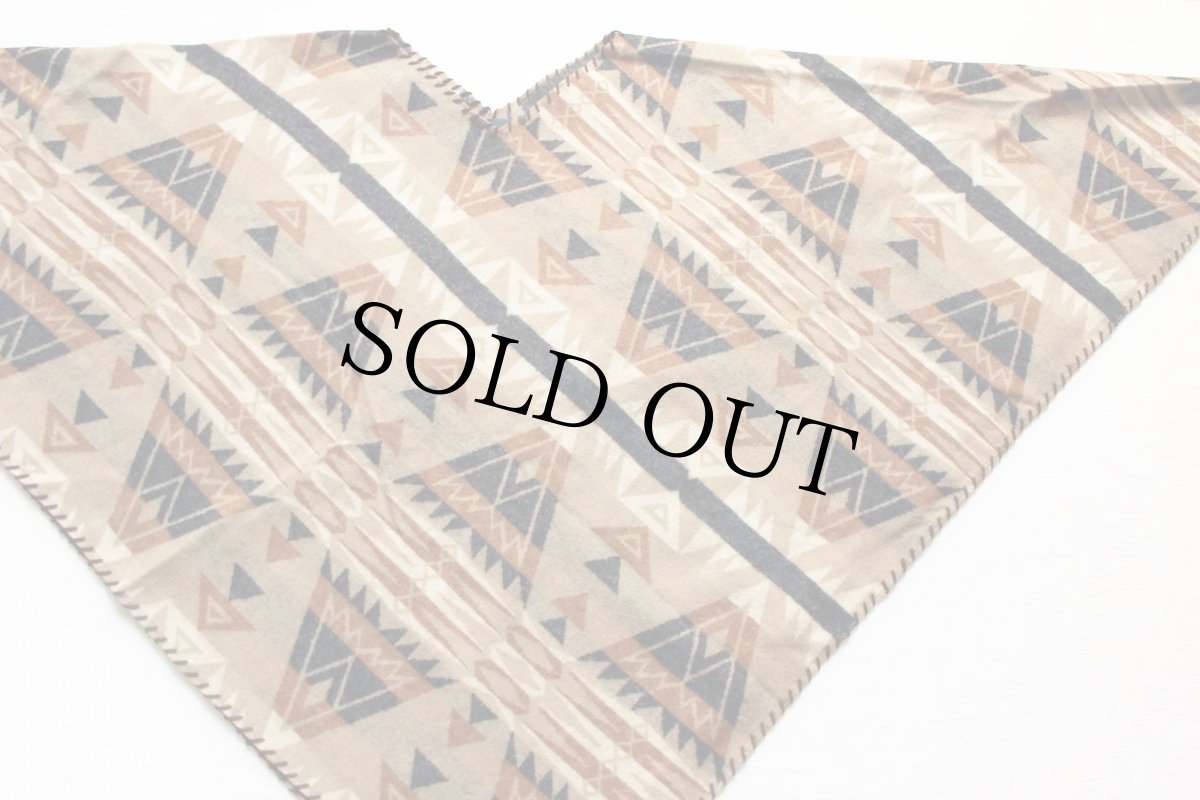 画像5: 90s LAUREN ラルフローレン ネイティブ柄 ウール ブランケット ポンチョ (5)