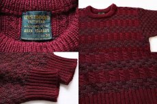 画像3: アイルランド製 inis meainイニシュマン ブロック編み×ケーブル編み 切り替え ウール ハンドニット セーター 38★フィッシャーマン (3)