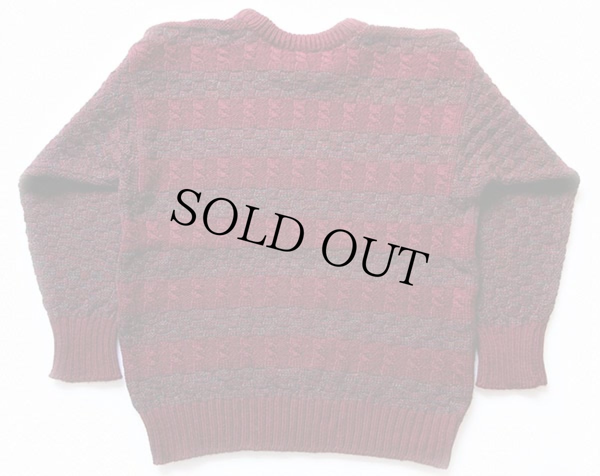 画像2: アイルランド製 inis meainイニシュマン ブロック編み×ケーブル編み 切り替え ウール ハンドニット セーター 38★フィッシャーマン (2)