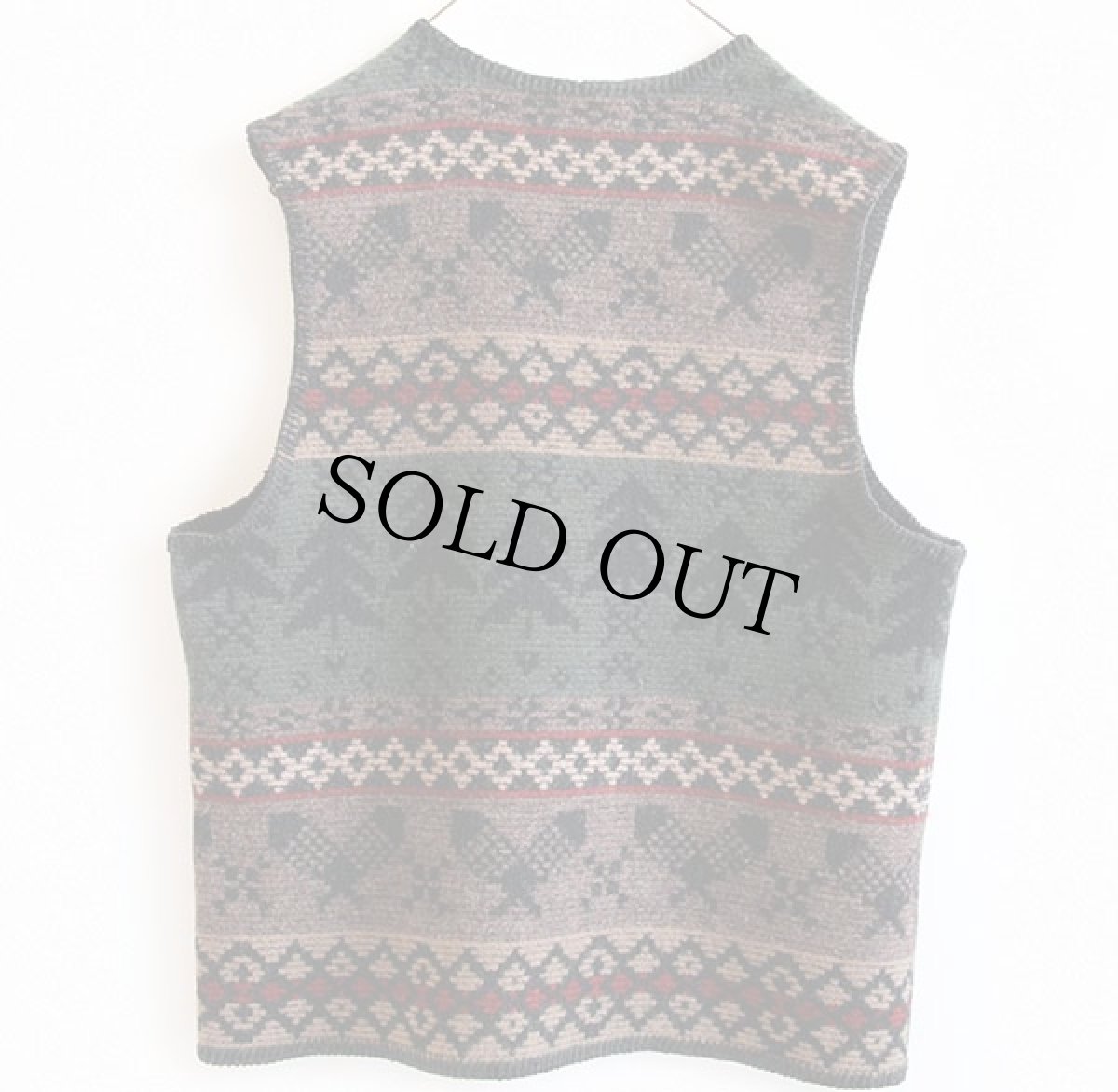 画像2: 90s USA製 Woolrichウールリッチ ノルディック柄 ウール ラグベスト M (2)