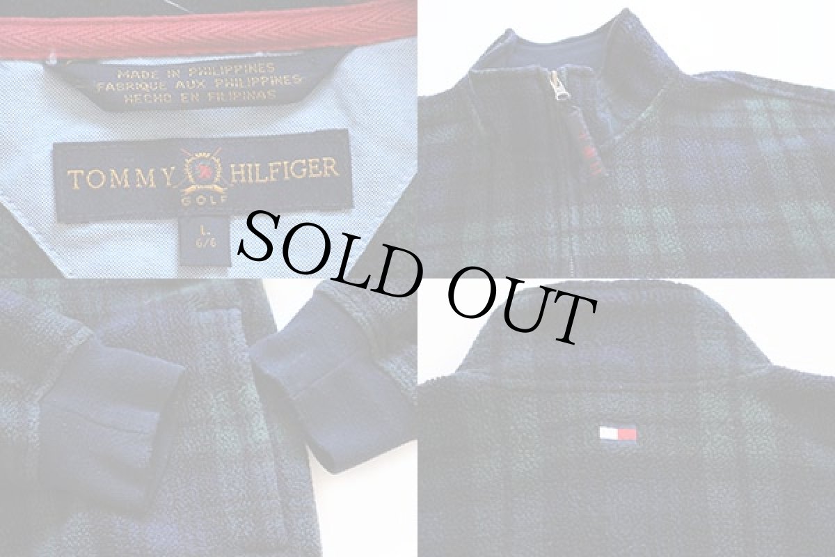 画像3: 90s TOMMY HILFIGERトミーヒルフィガー ブラックウォッチ タータンチェック プルオーバー フリース L (3)