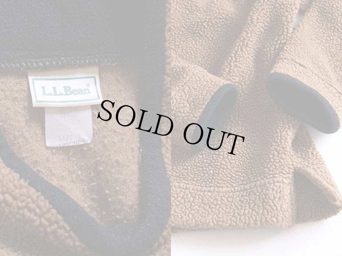 画像3: 90s USA製 L.L.Bean モックネック プルオーバー パイル フリース ブラウン L (3)