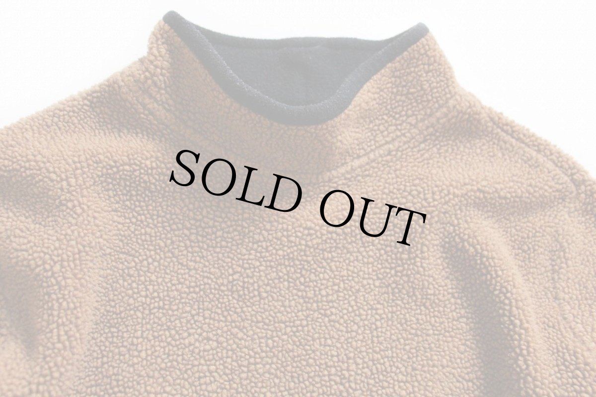 画像2: 90s USA製 L.L.Bean モックネック プルオーバー パイル フリース ブラウン L (2)