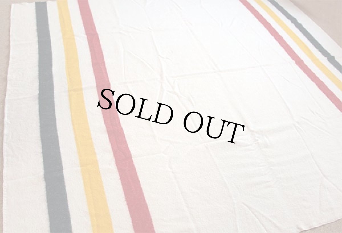 画像2: ビンテージ マルチボーダー ウール ブランケット (2)