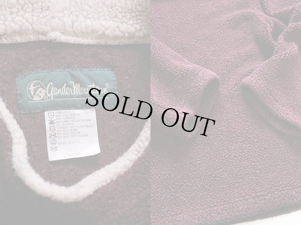 画像3: 90s USA製 gander mountain モックネック プルオーバー パイル フリース バーガンディ L (3)