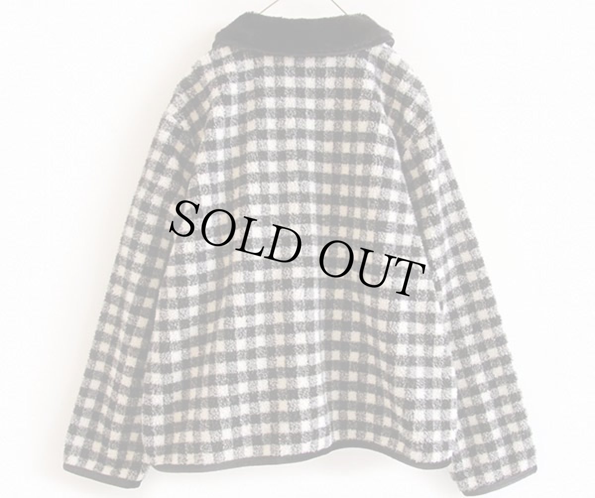 画像2: 90s USA製 Talbots ギンガムチェック パイル フリースジャケット 黒×白 M (2)