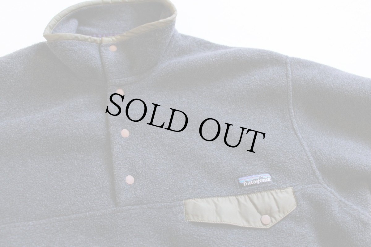 画像3: 90s USA製 patagoniaパタゴニア シンチラ フリース スナップT チャコール×オリーブ L (3)