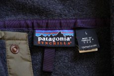 画像4: 90s USA製 patagoniaパタゴニア シンチラ フリース スナップT チャコール×オリーブ L (4)