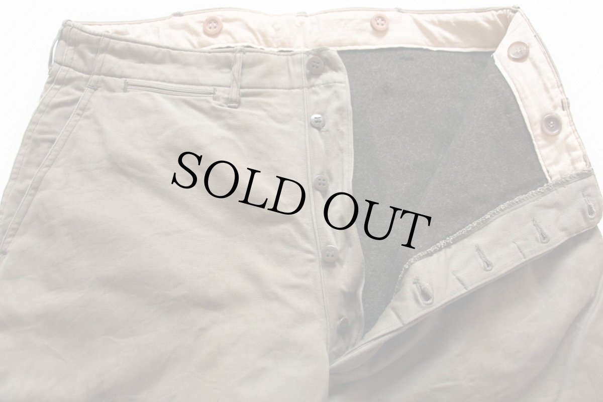 画像2: 40s 米軍 U.S.ARMY ウールライナー ダブルステッチ コットン チノパン カーキ w36 L32 (2)