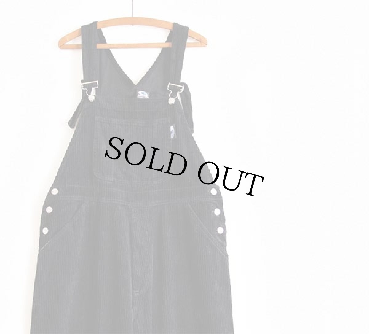 画像2: 90s USA製 interstate 太畝 コーデュロイ オーバーオール 黒 S (2)