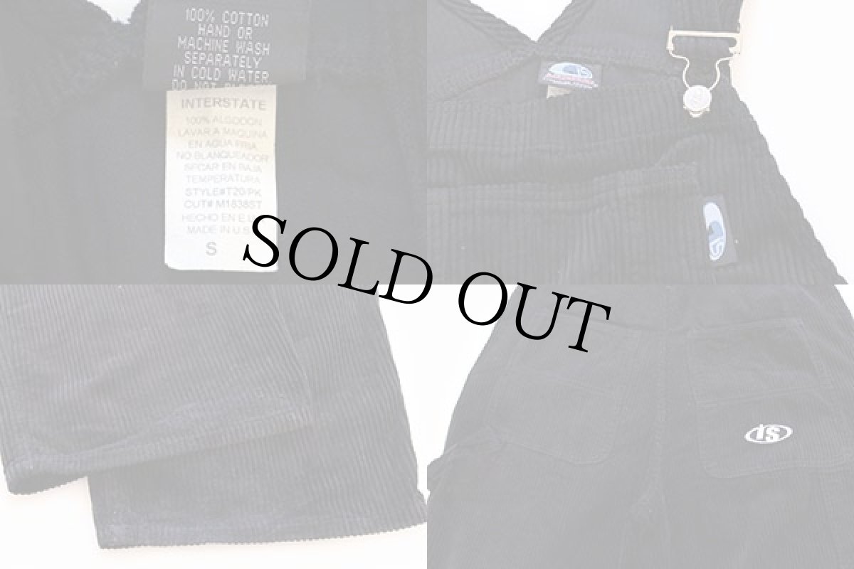 画像3: 90s USA製 interstate 太畝 コーデュロイ オーバーオール 黒 S (3)