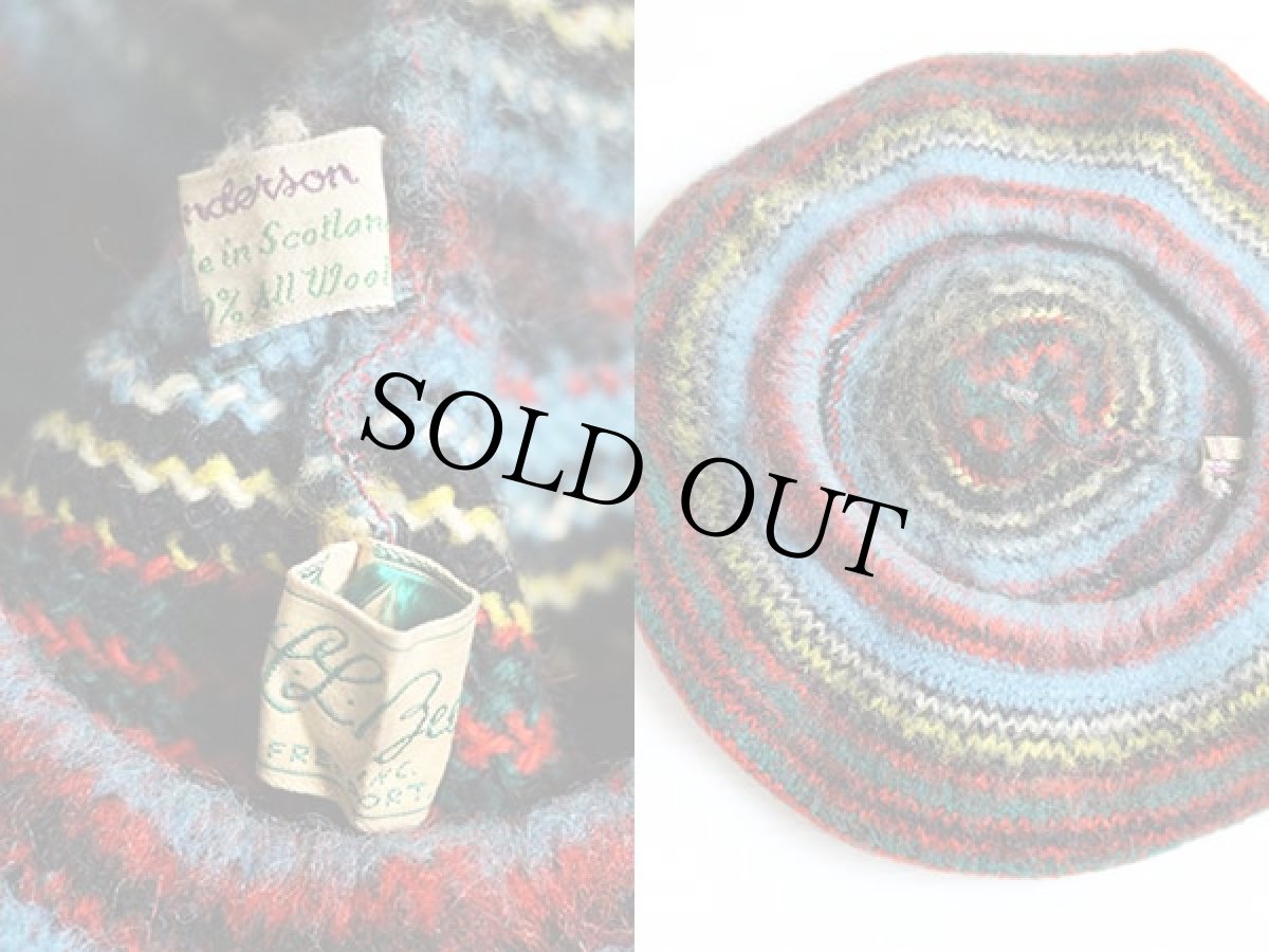 画像3: 60s スコットランド製 L.L.Bean 筆記体タグ フェアアイル柄 ウールニット ベレー帽 (3)