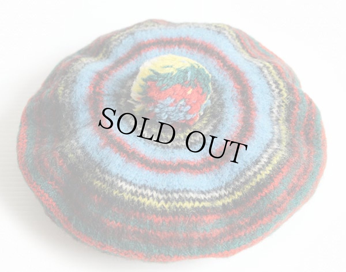 画像2: 60s スコットランド製 L.L.Bean 筆記体タグ フェアアイル柄 ウールニット ベレー帽 (2)