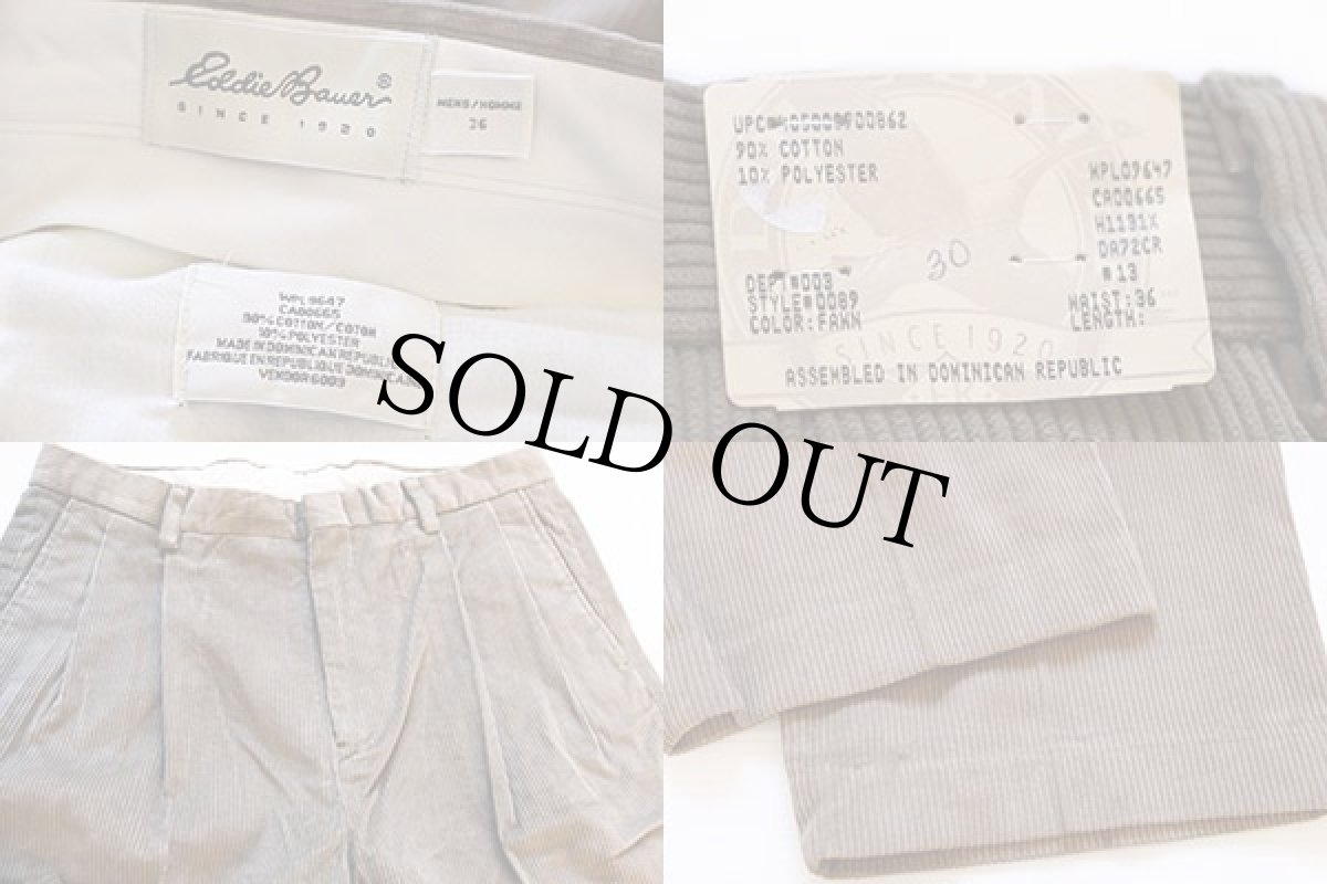 画像3: デッドストック★00s EddieBauerエディーバウアー ツータック 太畝 コーデュロイパンツ ベージュ 36★スラックス (3)