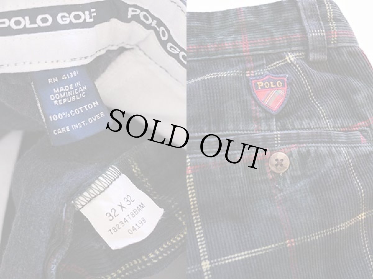 画像3: 90s POLO GOLF ラルフローレン ツータック タータンチェック コーデュロイパンツ 32×32 (3)