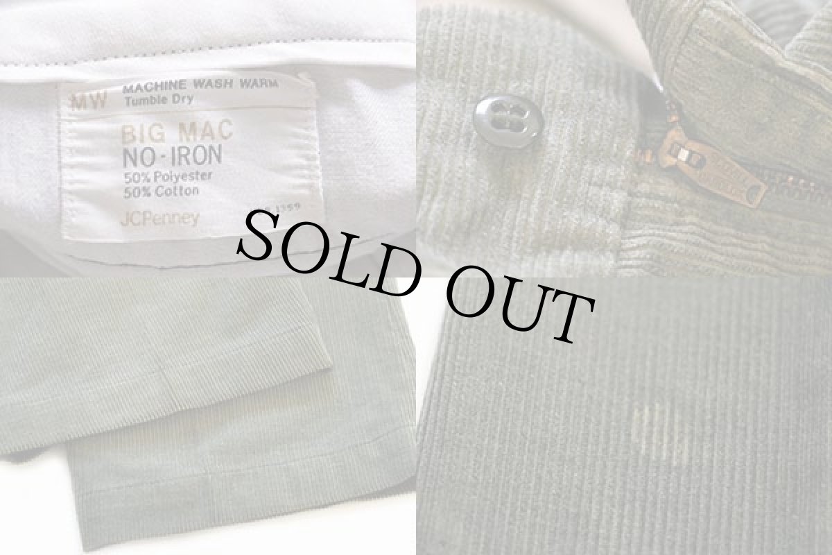 画像3: 70s JCPenney BIGMACビッグマック 太畝 コーデュロイ ワークパンツ 薄緑 (3)