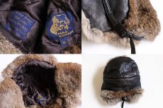 画像4: MAD BOMBER ラビットファー レザー フライトキャップ 焦げ茶 XL (4)