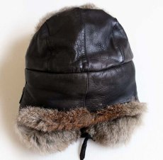 画像3: MAD BOMBER ラビットファー レザー フライトキャップ 焦げ茶 XL (3)