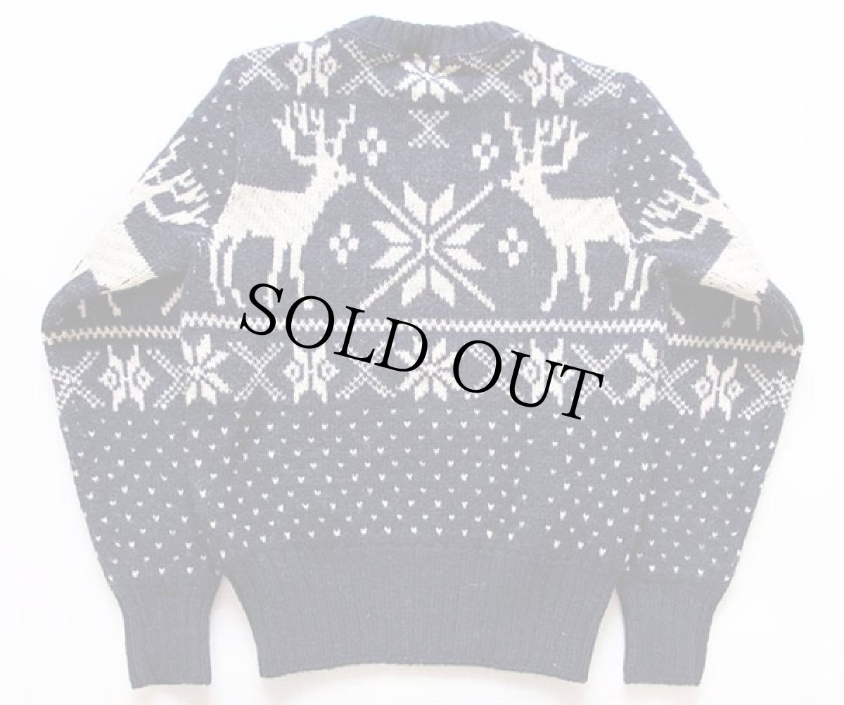 画像2: 90s USA製 PLUM 鹿柄 ノルディック柄 ウールニット セーター L (2)