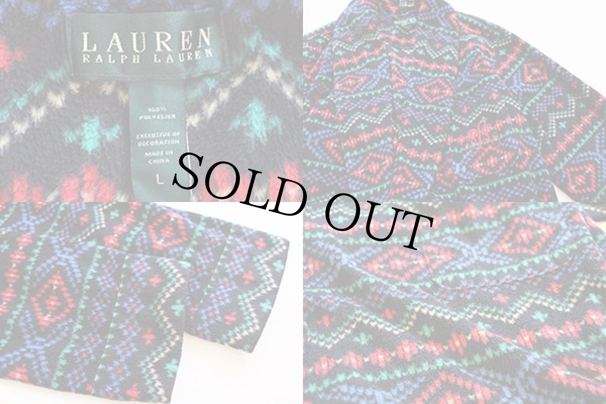 画像3: LAUREN ラルフローレン フェアアイル柄 フリース ガウン L★ローブ (3)