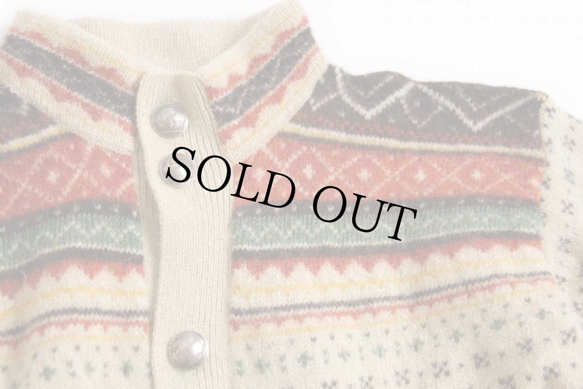 画像3: ポロ ラルフローレン フェアアイル柄 コンチョボタン ウールニット カーディガン L (3)