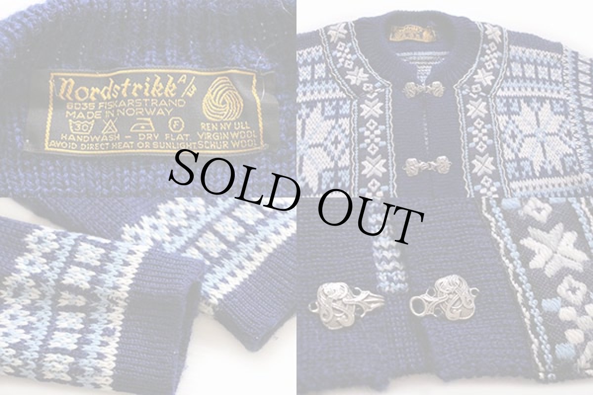 画像3: 80s ノルウェー製 nordstrikk ノルディック柄 チロリアンテープ ウールニット カーディガン 40 (3)