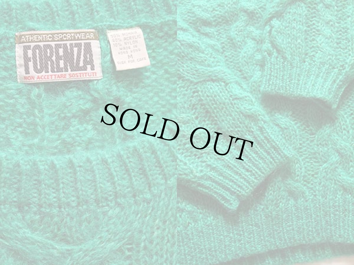 画像3: 90s FORENZA ケーブル編み モヘヤ ニットセーター 緑 M (3)
