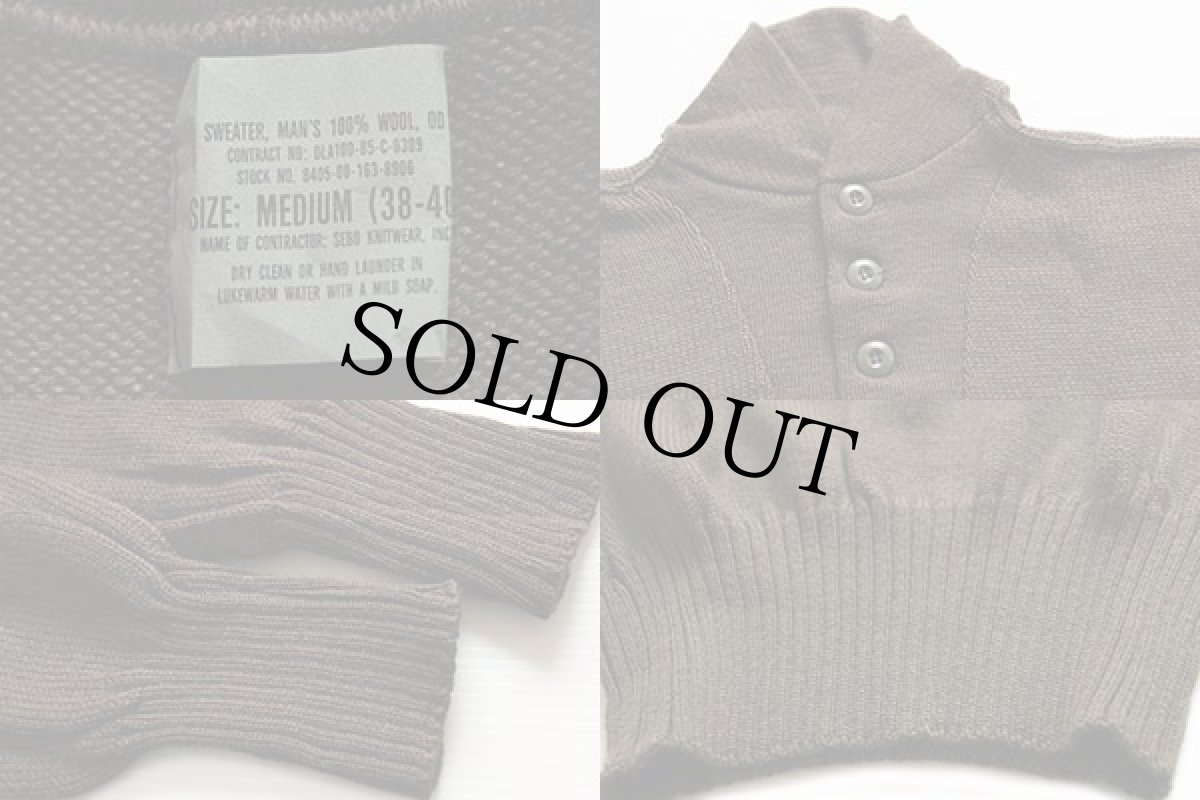 画像3: デッドストック★80s 米軍 U.S.ARMY 5ボタン ハイネック ウールニット セーター M (3)