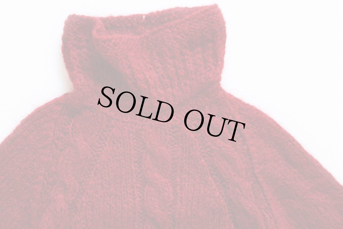 画像3: 60s イタリア製 タートルネック モヘヤ ハンドニット セーター バーガンディ (3)