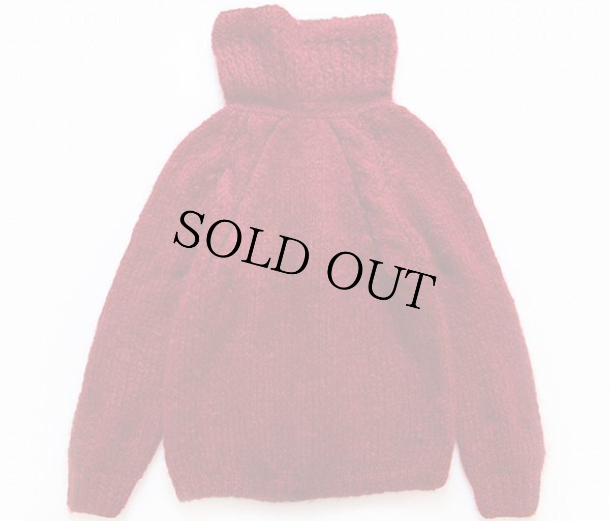 画像2: 60s イタリア製 タートルネック モヘヤ ハンドニット セーター バーガンディ (2)