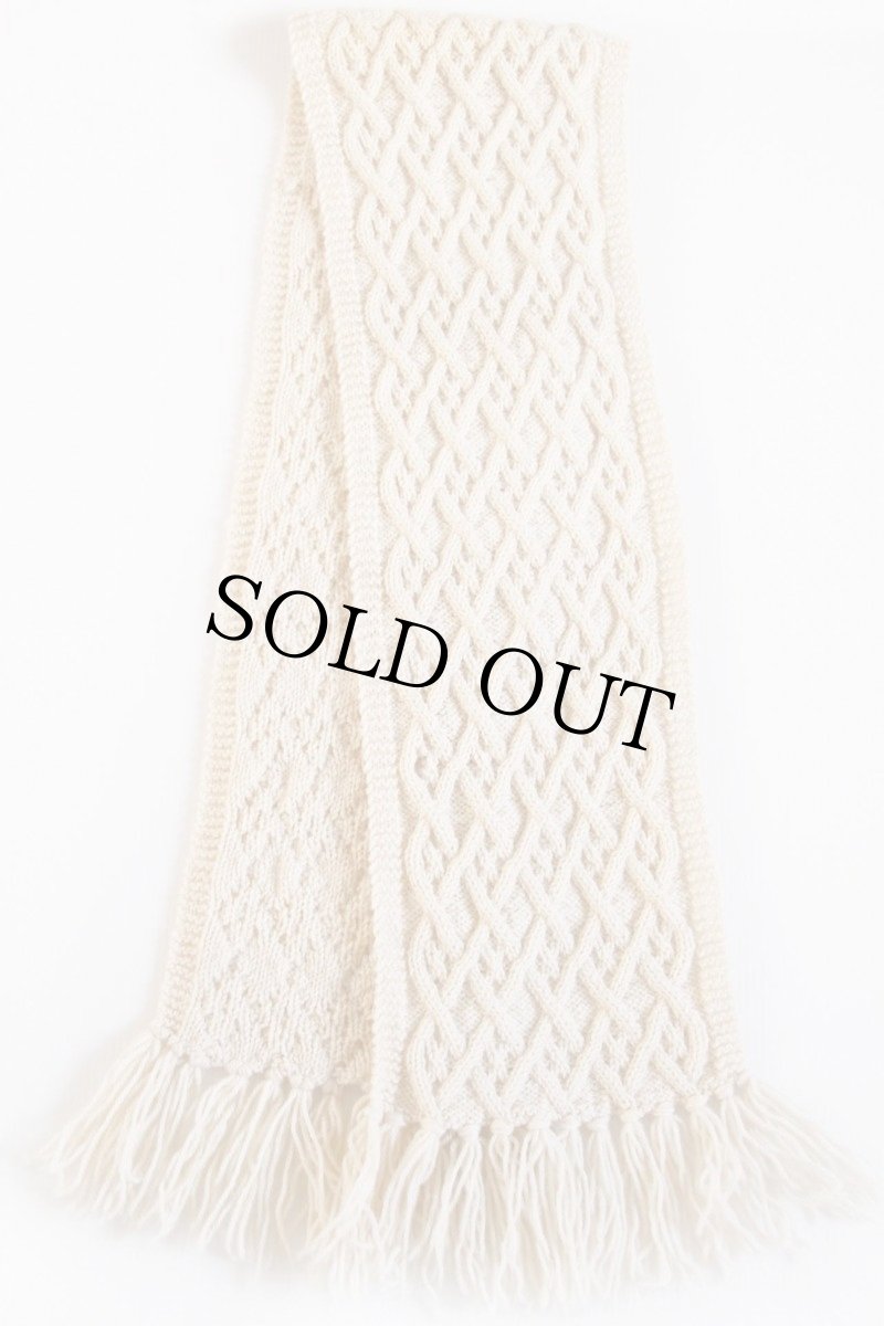 画像2: UNKNOWN ケーブル編み ウール ハンドニット マフラー ナチュラル★フィッシャーマン (2)