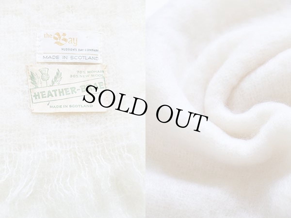 画像3: ビンテージ スコットランド製 HUDSON'S BAYハドソンズベイ モヘヤ パイル ストール ナチュラル (3)