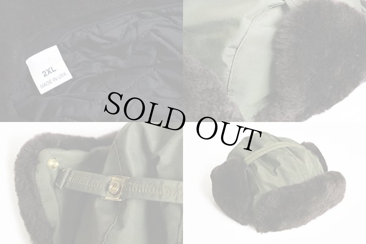 画像4: USA製 ムートン付き キルティングライナー ナイロン キャップ 緑 2XL (4)