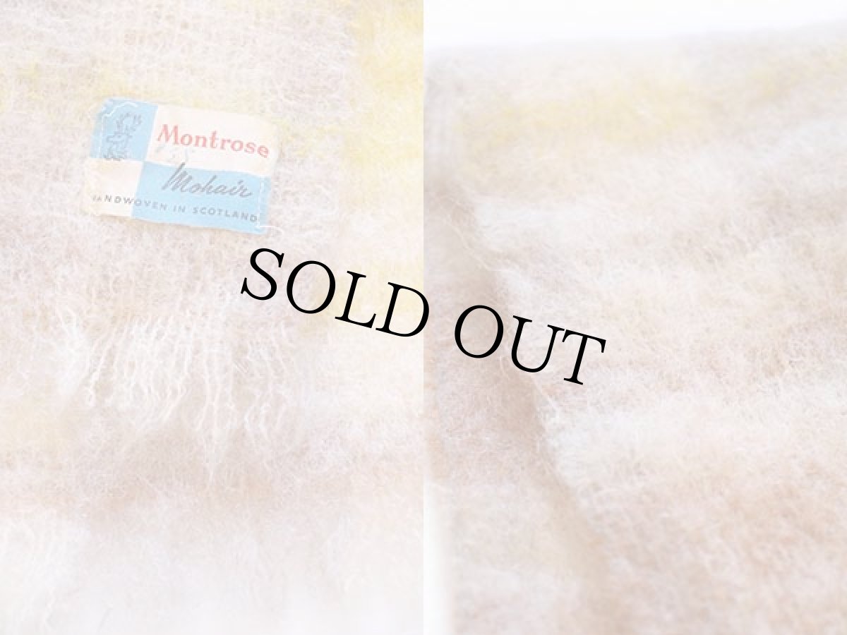 画像3: ビンテージ スコットランド製 Montrose チェック ハンドニット モヘヤ パイル マフラー (3)