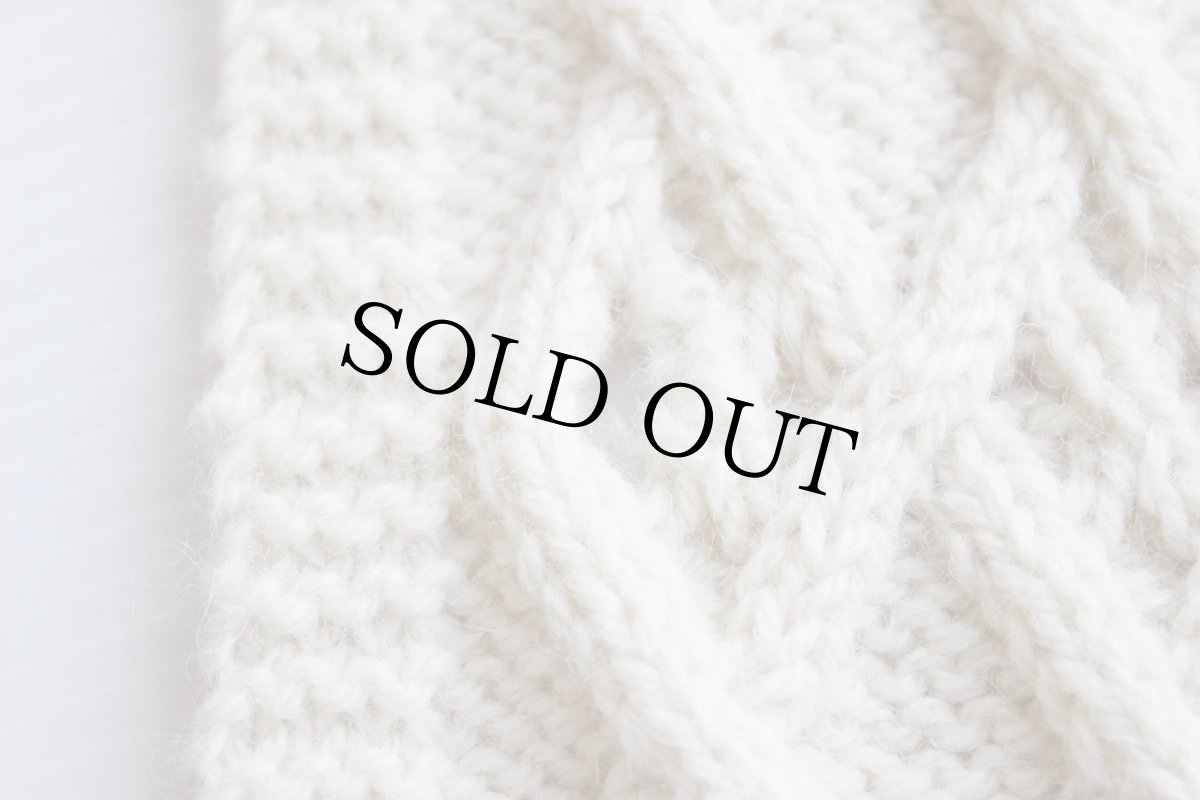 画像4: UNKNOWN ケーブル編み ウール ハンドニット マフラー ナチュラル★フィッシャーマン (4)