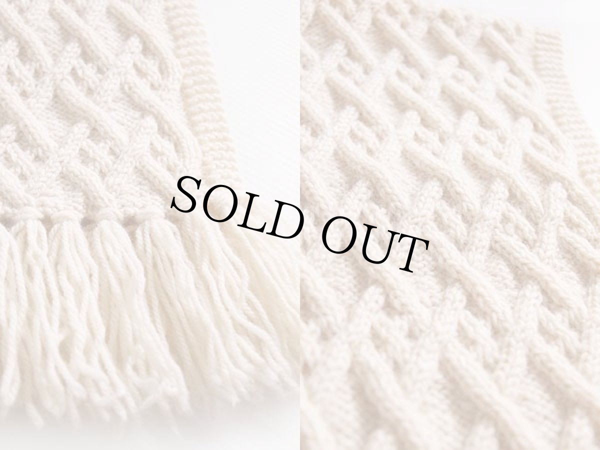 画像3: UNKNOWN ケーブル編み ウール ハンドニット マフラー ナチュラル★フィッシャーマン (3)