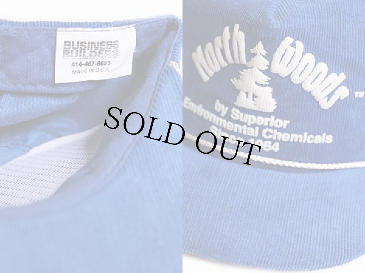 画像3: デッドストック★80s USA製 North Woods 発泡プリント コーデュロイキャップ 青 (3)