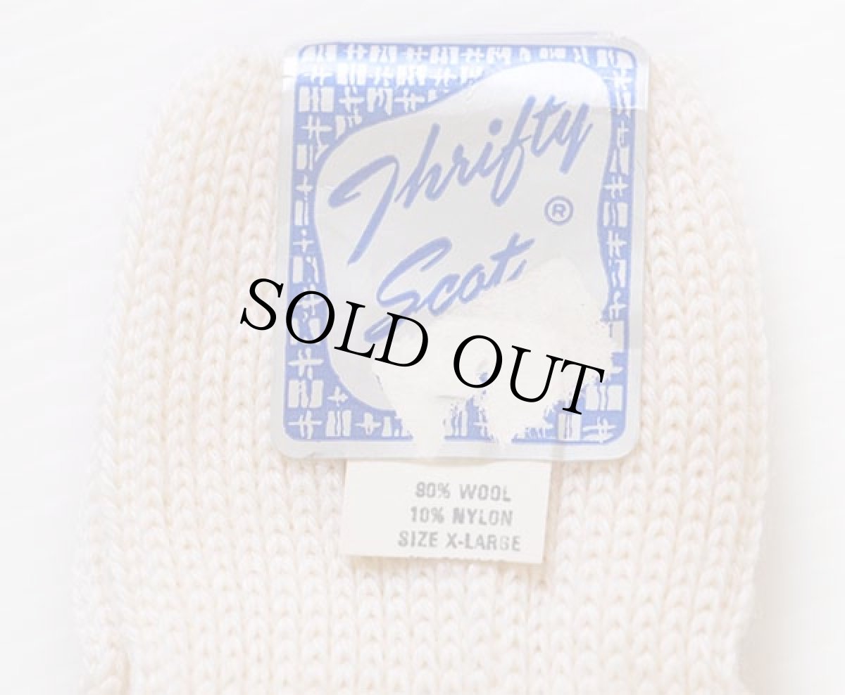 画像2: デッドストック ビンテージ USA製 Thrifty Scot ウール ニットソックス 生成り XL★靴下 (2)