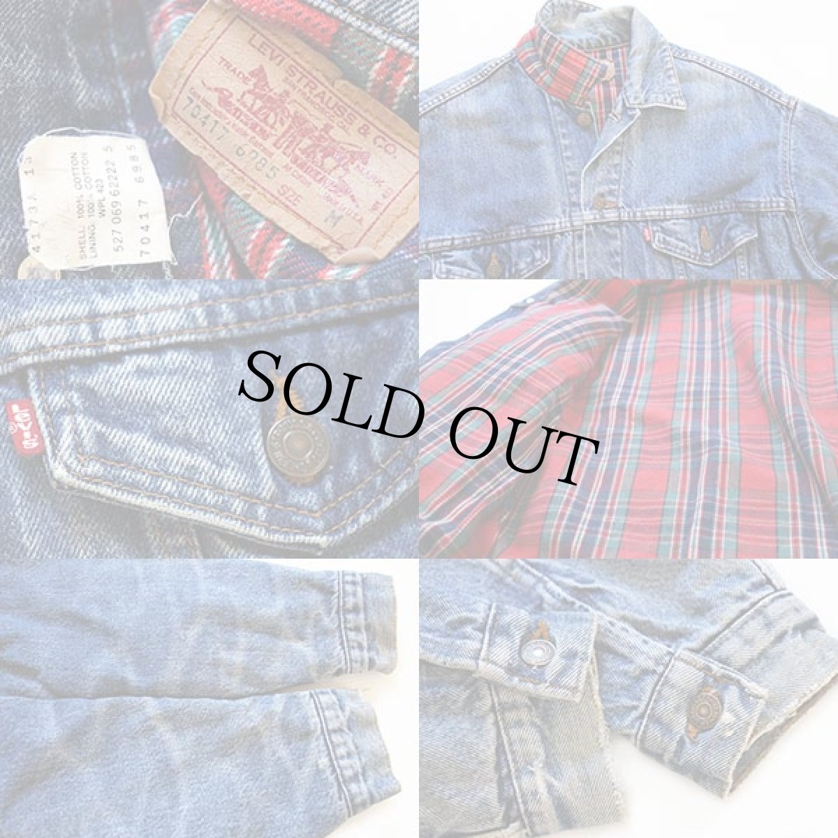 画像3: 90s USA製 Levi'sリーバイス 70417 タータンチェック ネルライナー デニムジャケット 4ポケット M (3)