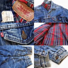 画像3: 90s USA製 Levi'sリーバイス 70417 タータンチェック ネルライナー デニムジャケット 4ポケット M (3)