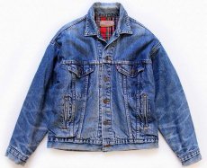 画像1: 90s USA製 Levi'sリーバイス 70417 タータンチェック ネルライナー デニムジャケット 4ポケット M (1)