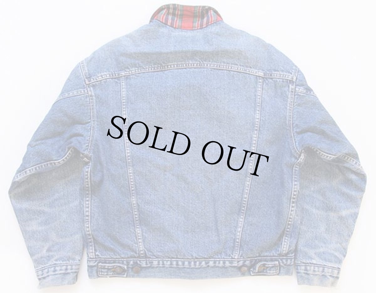 画像2: 90s USA製 Levi'sリーバイス 70417 タータンチェック ネルライナー デニムジャケット 4ポケット M (2)