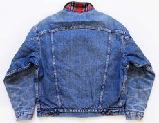 画像2: 90s USA製 Levi'sリーバイス 70417 タータンチェック ネルライナー デニムジャケット 4ポケット M (2)