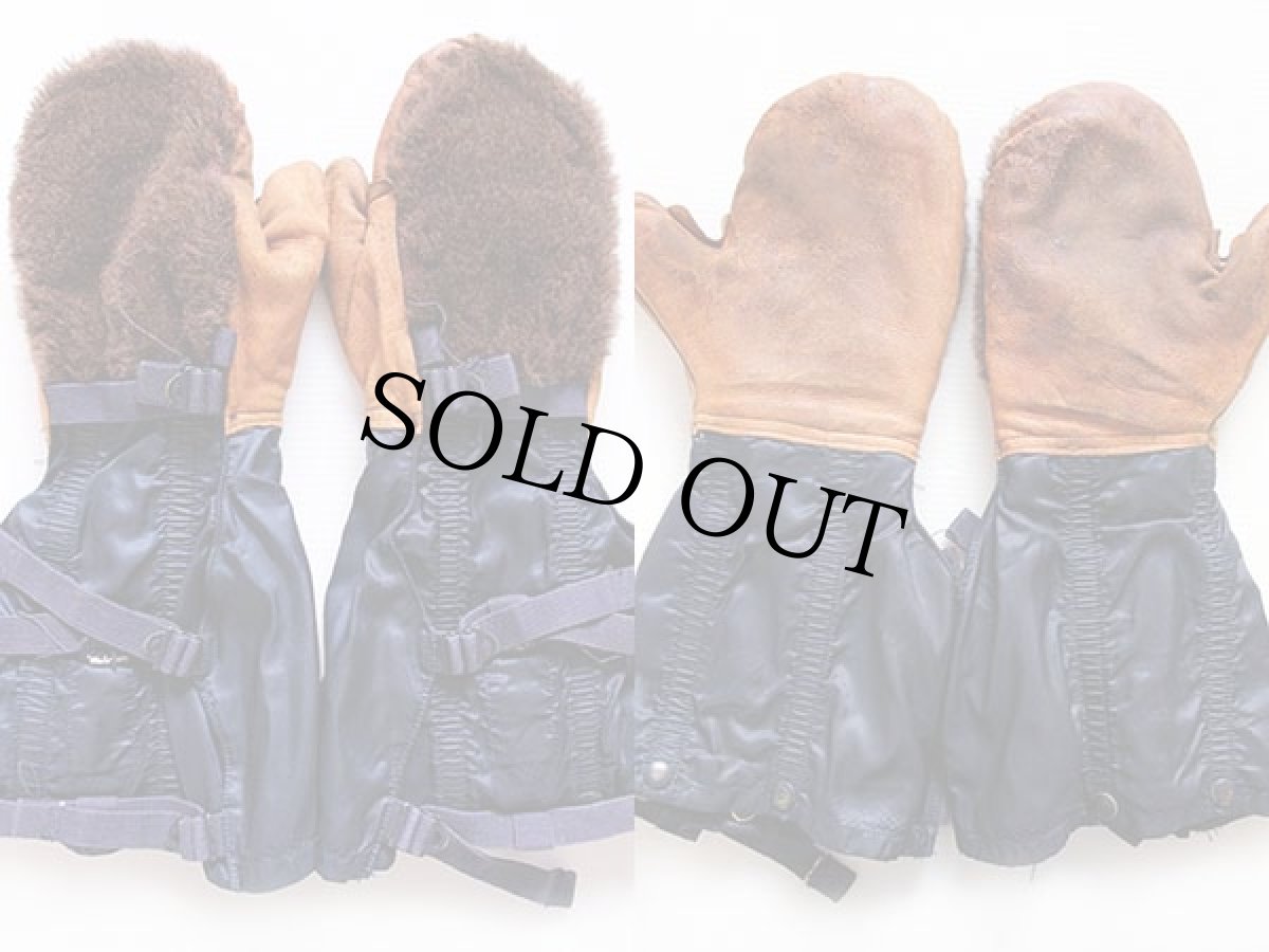 画像2: 50s 米軍 USAF N-4A ウールライナー フライヤー ミトン グローブ エアフォースブルー M (2)